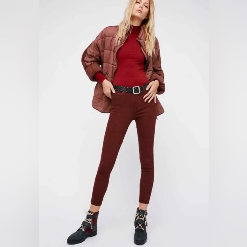 Free People Skinny Pants in Rust Red